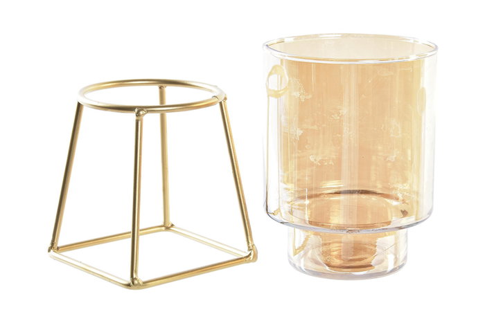 DKD Home Decor Portavelas de Cristal y Metal 9x9x17 cm Surtido