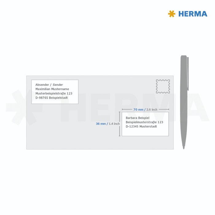 Herma Etiquetas 70x36 blanco mate 10 hojas DIN A4 240 uds 8638