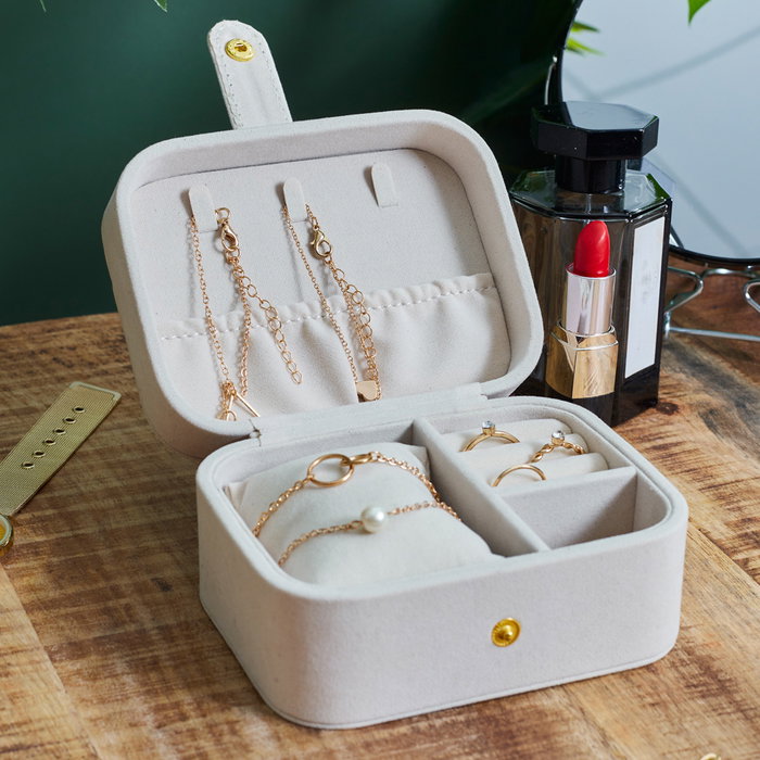 Home Deco Factory Joyero-Relojero Terciopelo Colección Pour Elle Cartón