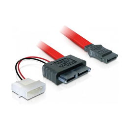 DeLOCK Cable SATA Slimline female + 2pin power, Rojo, 0.3 m