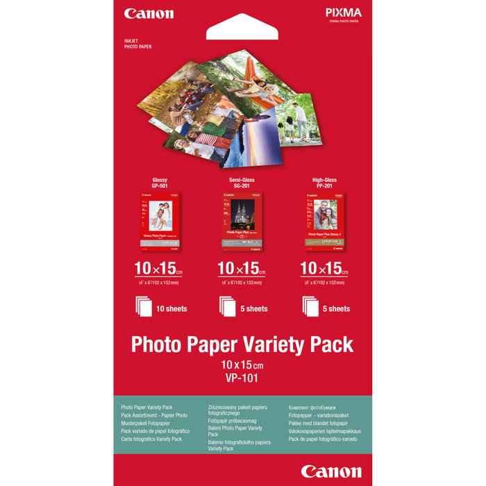 Canon VP-101 Pack de papel fotográfico variedad 10x15 cm Canon VP-101 Pack de papel fotográfico variedad 10x15 cm