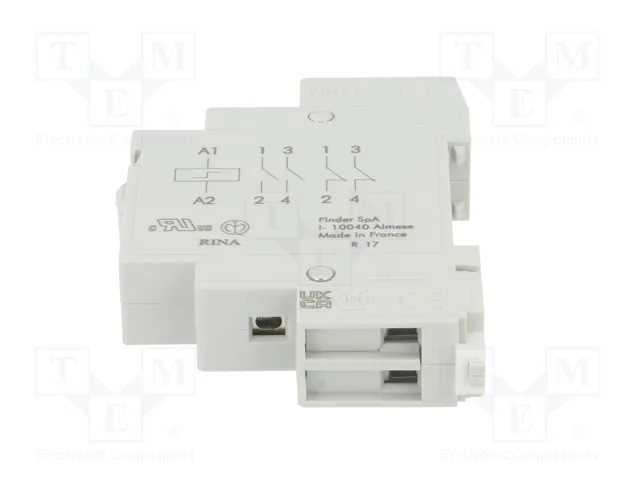 FINDER 20.22 Relé de instalación biestable 24V DC 16A NA x2