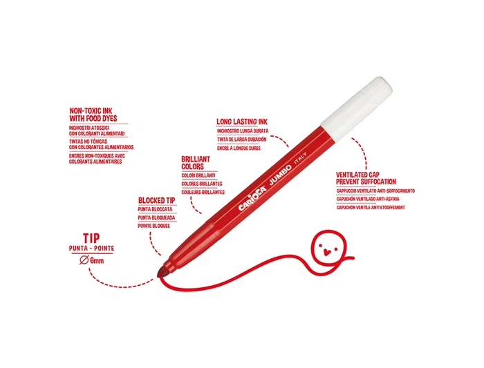 Carioca Rotulador Jumbo Punta Gruesa Estuche 12 Unidades Colores Surtidos
