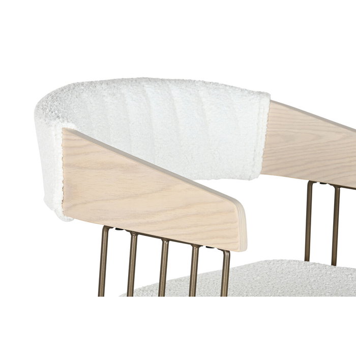DKD Home Decor Taburete de Madera y Poliéster Blanco