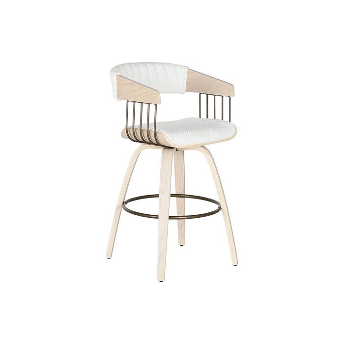 DKD Home Decor Taburete de Madera y Poliéster Blanco
