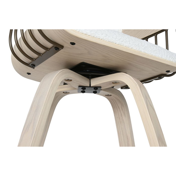 DKD Home Decor Taburete de Madera y Poliéster Blanco