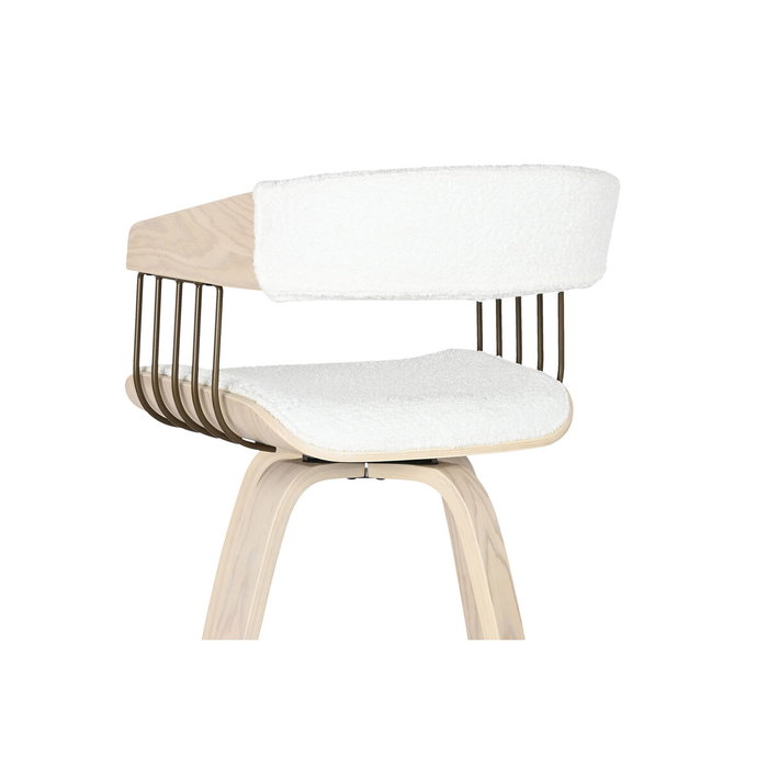 DKD Home Decor Taburete de Madera y Poliéster Blanco