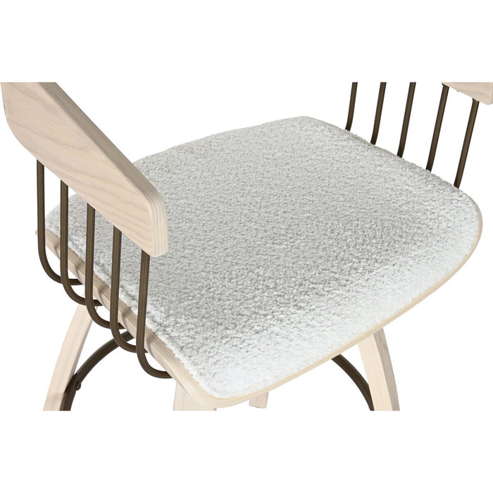 DKD Home Decor Taburete de Madera y Poliéster Blanco