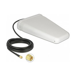 DeLOCK Antena LTE Direccional Exterior, SMA Macho, 7-9 dBi de Ganancia, con Cable de Conexión RG-58 5m, Color Blanco