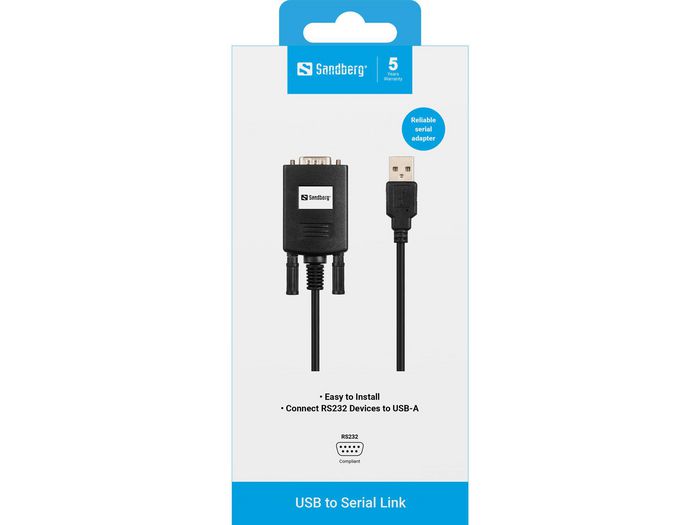 Sandberg USB to Serial Link Adaptador Conversor de USB a Serie para Conectar Dispositivos Antiguos