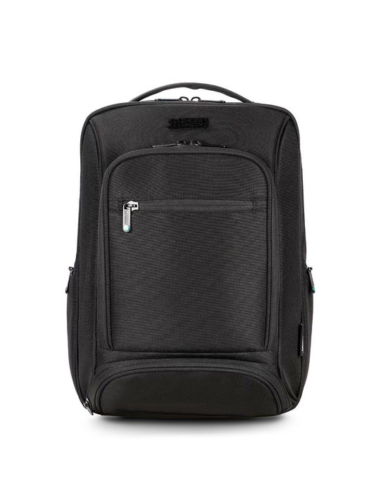 Urban Factory MCB15UF-ECO Mochila para Portátil 16" Negro - Compartimento para Tableta, Resistente a Golpes y Agua, Fabricada con PET Reciclado, 745 g