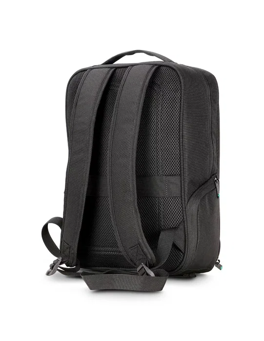 Urban Factory MCB15UF-ECO Mochila para Portátil 16" Negro - Compartimento para Tableta, Resistente a Golpes y Agua, Fabricada con PET Reciclado, 745 g