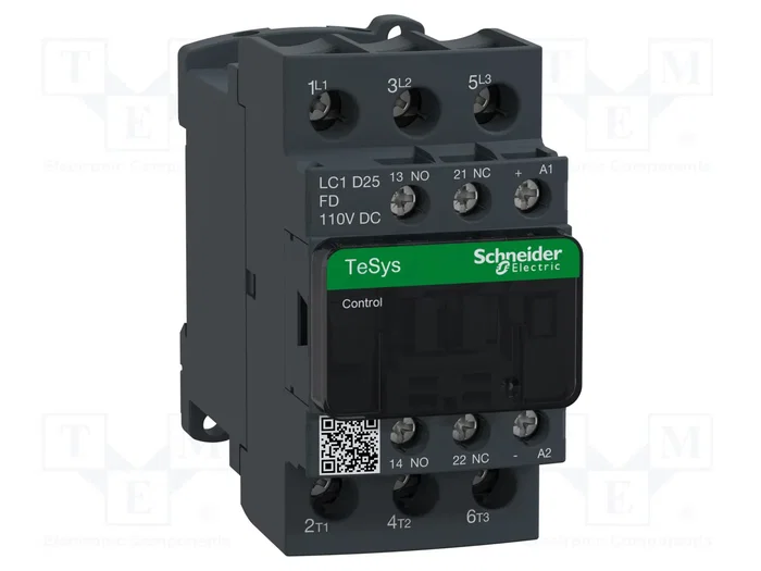 SCHNEIDER ELECTRIC LC1D25FD Contactor TeSys D 3-polar 25A 110VDC SCHNEIDER ELECTRIC LC1D25FD Contactor TeSys D 3-polar 25A 110VDC