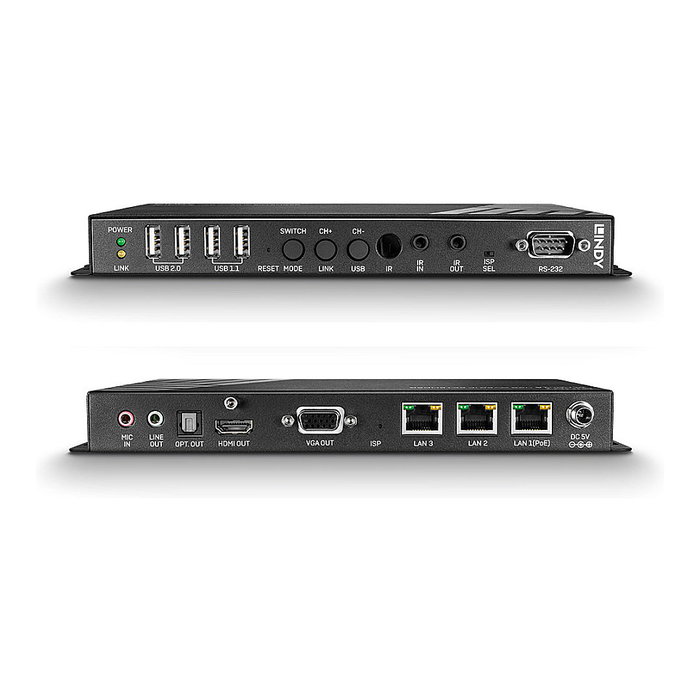 LINDY 38267 Extensor IP Receptor 4K HDMI 2.0 USB 2.0 100m con HDCP 2.2, RS-232, IR y Puertos LAN