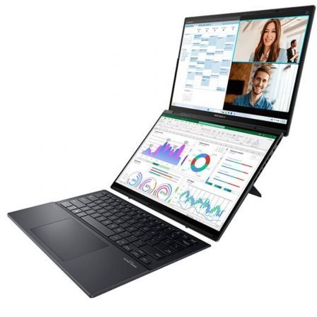 ASUS ZenBook Duo OLED UX8406CA-PZ152W Portátil 14" doble pantalla táctil OLED 3K, Intel Core Ultra 9, 32 GB RAM, 1 TB SSD, Windows 11, teclado en español, gris