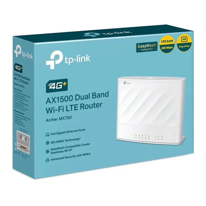 TP-Link Archer MX700 Router 4G+ LTE Wi-Fi 6 AX1500 Blanco