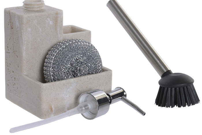 DKD Home Decor Dosificador Símil Mármol Beige (Pack de 2)