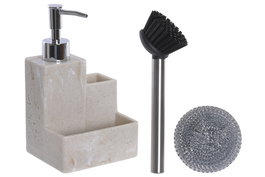 DKD Home Decor Dosificador Símil Mármol Beige (Pack de 2)