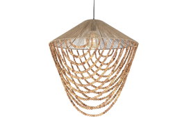 DKD Home Decor Lámpara de Techo de Yute y Madera con Cuentas Naturales