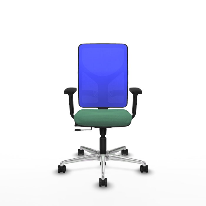PIQUERAS Y CRESPO Silla de oficina Motilla con mecanismo Sincro/Traslack Verde esmeralda y Azul