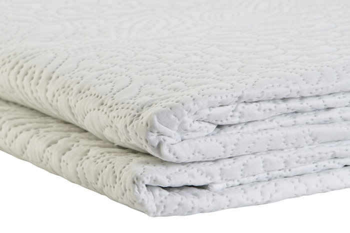 DKD Home Decor Colcha Romantico Blanco 260 x 180 cm Polyester Floral Para Cama 90-105 cm (2 Unidades)