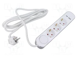 PLASTROL Prolongador de alimentación con interruptor, 5 tomas y 3m