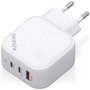 AISENS Cargador GaN 65W con 2x USB-C y 1x USB-A Blanco
