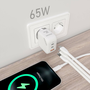 AISENS ASCH-65W3P026-W Cargador GaN 65W Carga Rápida 2xUSB-C PD3.0 QC4.0 1xUSB-A QC3.0 Blanco Universal Interior
