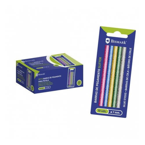 Bismark 327111 Blister 10 Barras de Pegamento Silicona Glitter Variados 7.2 x 100 mm Bismark 327111 Blister 10 Barras de Pegamento Silicona Glitter Variados 7.2 x 100 mm
