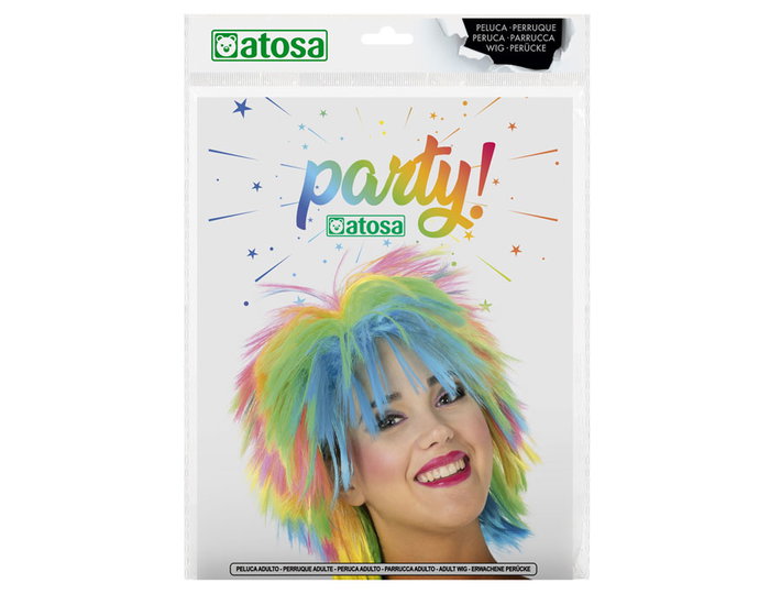 Peluca Punky Multicolor 130 gr para Disfraces, Fiestas de los 80, Carnaval y Fantasía