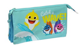 Portatodo Doble Baby Shark Surfing Azul Blanco 22 x 12 x 3 cm