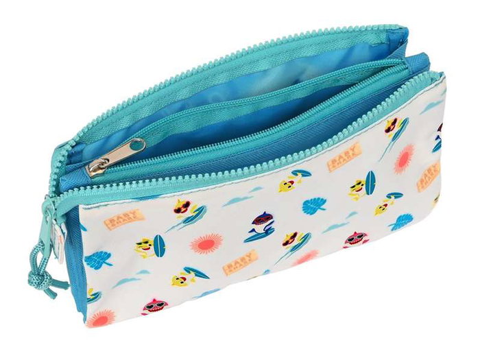 Portatodo Doble Baby Shark Surfing Azul Blanco 22 x 12 x 3 cm