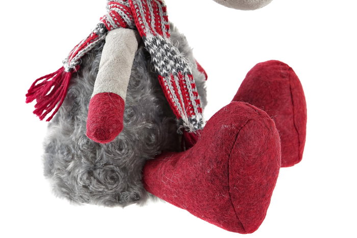 DKD Home Decor Figura Navidad Tradicional Reno Gris Rojo Poliester 22 x 19 x 35 cm