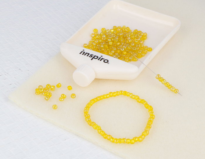 Innspiro Rocalla de Vidrio Redonda Aurora Boreale Amarillo 3,8mm 120g