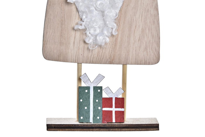 DKD Home Decor Figura Navidad Papa Noel Tradicional Natural Rojo MDF Poliéster 4 x 26 x 11 cm (8 Unidades)