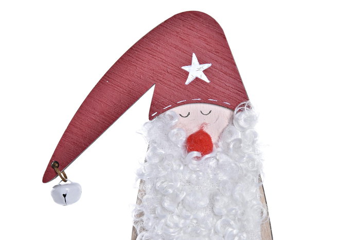 DKD Home Decor Figura Navidad Papa Noel Tradicional Natural Rojo MDF Poliéster 4 x 26 x 11 cm (8 Unidades)