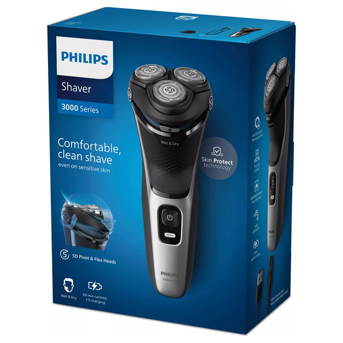 Philips Serie 3000 S3143/00, Afeitadora Eléctrica Plata/Negro Philips Serie 3000 S3143/00, Afeitadora Eléctrica Plata/Negro