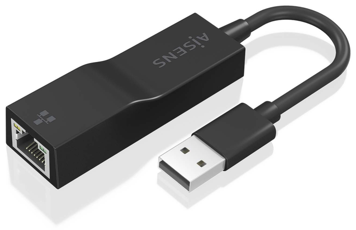Aisens Conversor USB 3.0 a Ethernet Gigabit 10/100/1000 Mbps Negro 15cm
