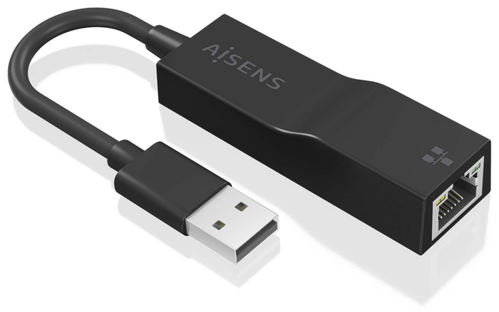 Aisens Conversor USB 3.0 a Ethernet Gigabit 10/100/1000 Mbps Negro 15cm