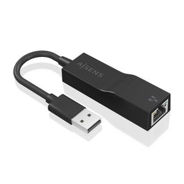 AISENS - CONVERSOR USB 3.0 A ETHERNET GIGABIT 10/100/1000 MBPS, NEGRO, 15CM