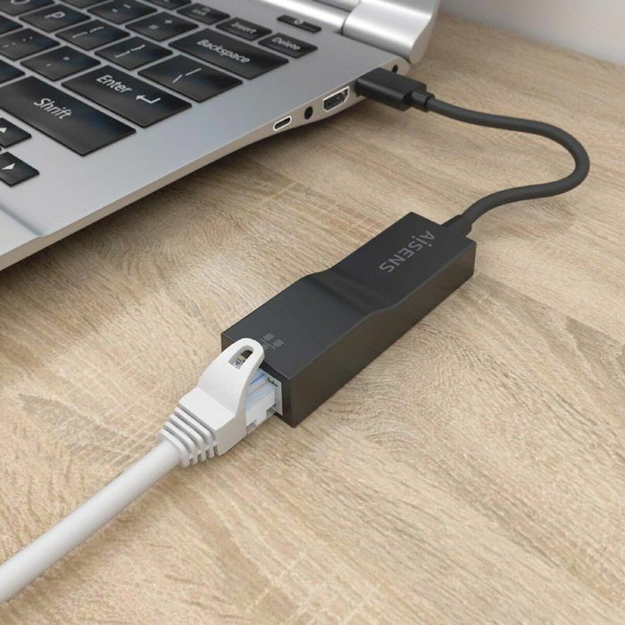 Aisens Conversor USB 3.0 a Ethernet Gigabit 10/100/1000 Mbps Negro 15cm