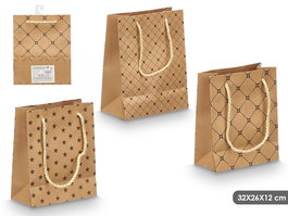 Pincello Bolsa Asa Kraft Surtidos Estampados 32x26x12 cm (Set de 48)