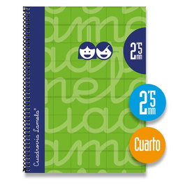 Lamela Bloc Tapa Forrada 4º 80H Cuadrovia 2,5 Mm Verde (Set de 5)