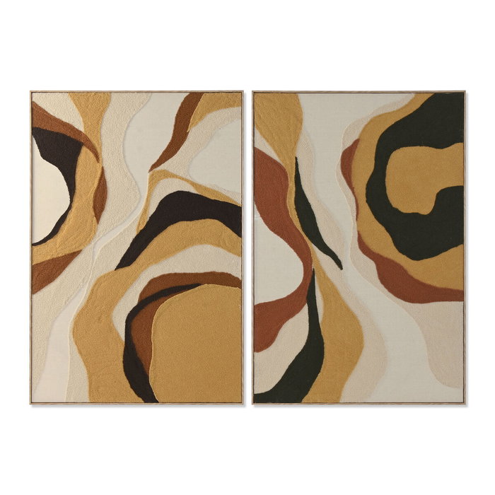 DKD Home Decor Cuadro Lienzo PS Moderno 3D Surtido de 2 Piezas Amarillo y Verde