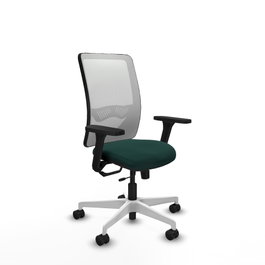 PIQUERAS Y CRESPO Silla de oficina Zulema con mecanismo Sincro/Traslack, Verde botella y Blanco
