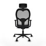 Silla de oficina Jorquera con mecanismo Sincro tapizada con Tela color Gris. Equipada con lumbar 1D, Brazos 1D, Cabecero 2D y Ruedas 65mm nailon