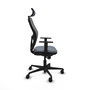 Silla de oficina Jorquera con mecanismo Sincro tapizada con Tela color Gris. Equipada con lumbar 1D, Brazos 1D, Cabecero 2D y Ruedas 65mm nailon
