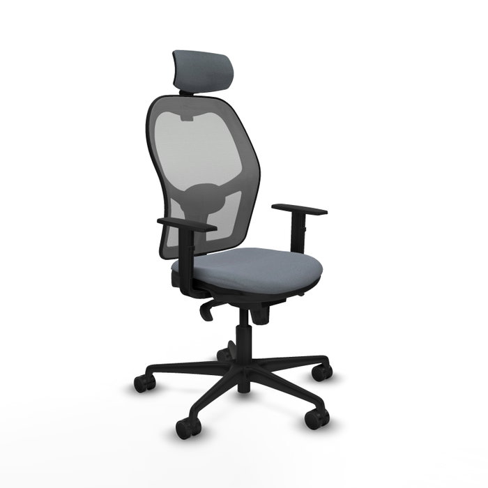 Silla de oficina Jorquera con mecanismo Sincro tapizada con Tela color Gris. Equipada con lumbar 1D, Brazos 1D, Cabecero 2D y Ruedas 65mm nailon Silla de oficina Jorquera con mecanismo Sincro tapizada con Tela color Gris. Equipada con lumbar 1D, Brazos 1D, Cabecero 2D y Ruedas 65mm nailon