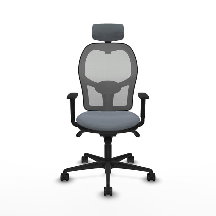 Silla de oficina Jorquera con mecanismo Sincro tapizada con Tela color Gris. Equipada con lumbar 1D, Brazos 1D, Cabecero 2D y Ruedas 65mm nailon Silla de oficina Jorquera con mecanismo Sincro tapizada con Tela color Gris. Equipada con lumbar 1D, Brazos 1D, Cabecero 2D y Ruedas 65mm nailon