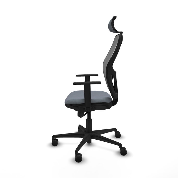Silla de oficina Jorquera con mecanismo Sincro tapizada con Tela color Gris. Equipada con lumbar 1D, Brazos 1D, Cabecero 2D y Ruedas 65mm nailon Silla de oficina Jorquera con mecanismo Sincro tapizada con Tela color Gris. Equipada con lumbar 1D, Brazos 1D, Cabecero 2D y Ruedas 65mm nailon